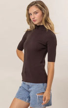 Load image into Gallery viewer, SHORT SLEEVE MOCK NECK KNIT TOP
