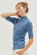 Load image into Gallery viewer, SHORT SLEEVE MOCK NECK KNIT TOP
