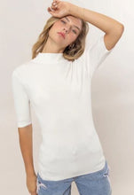 Load image into Gallery viewer, SHORT SLEEVE MOCK NECK KNIT TOP
