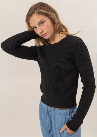 Ribbed Long Sleeve Knit Top