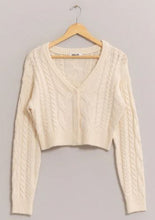 Load image into Gallery viewer, Cable Knit Cropped Cardigan Sweater
