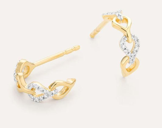 DIAMOND IN THE LINK HUGGIE EARRINGS