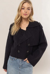 Double Breast Sweater Trench Jacket