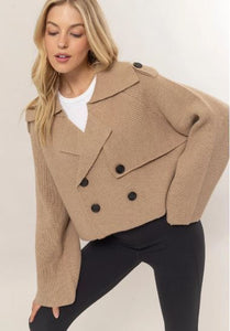 Double Breast Sweater Trench Jacket