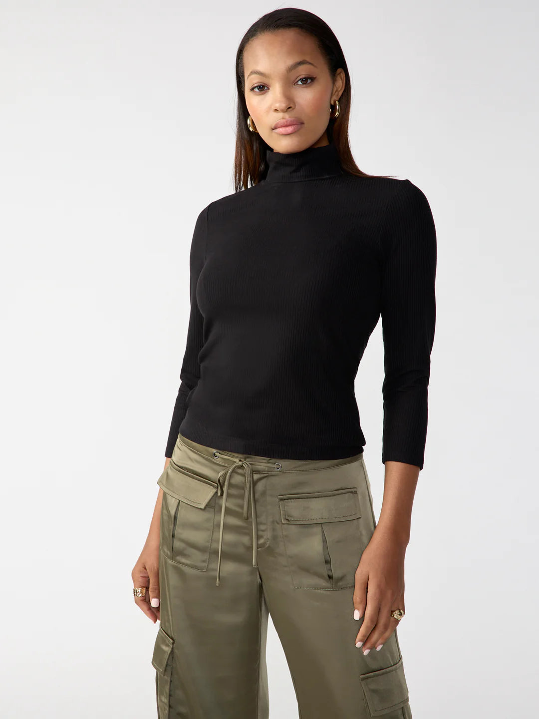 3/4 Essential Mock Neck Top