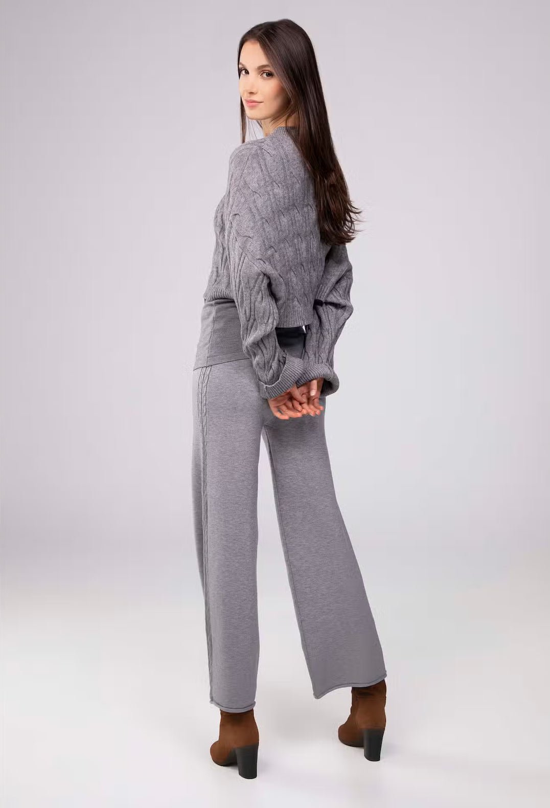 Cropped Cable Knit Sweater