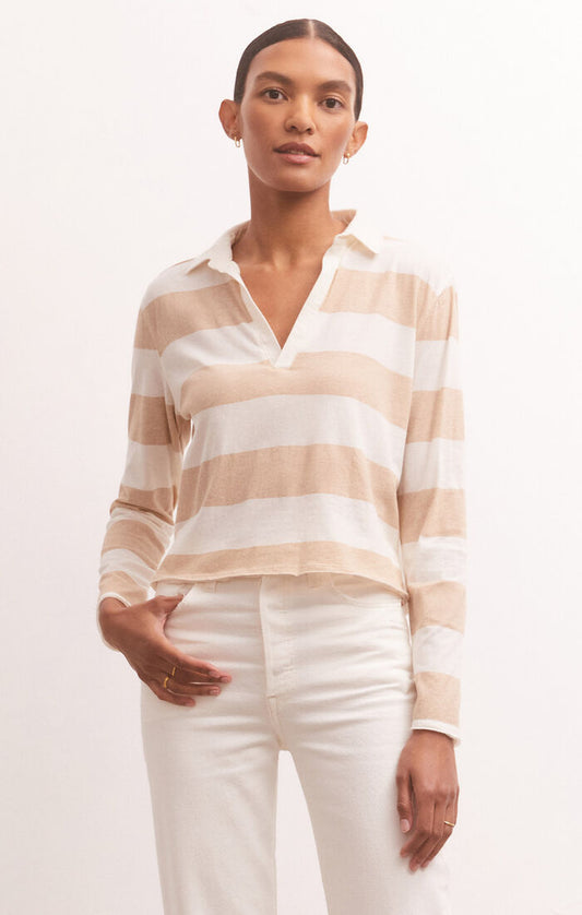 Ashton Stripe Long Sleeve Polo