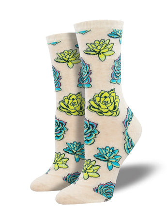 Succulents Cotton Crew Sock