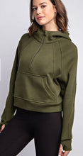 Load image into Gallery viewer, French Terry Cropped Quarter Zip Hoodie Jacket
