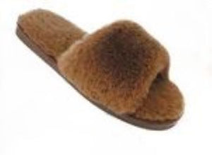 FAUX FUR SLIDE ON SLIPPERS