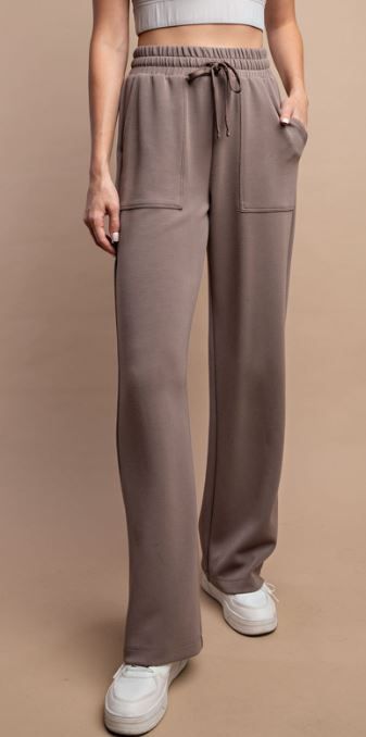 MODAL POLY SPAN STRAIGHT LOUNGE PANTS WITH POCKETS