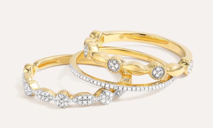 DIAMOND SHINY THREE STACKABLE RING