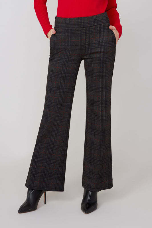 Pull on Wide Leg Plaid Pant