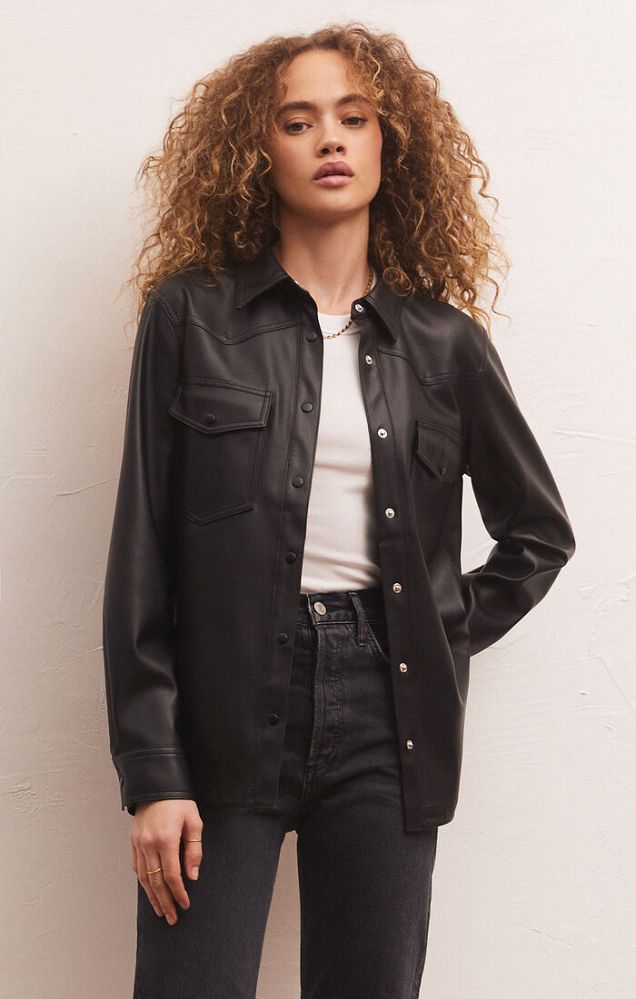 WES FAUX LEATHER SHIRT JACKET