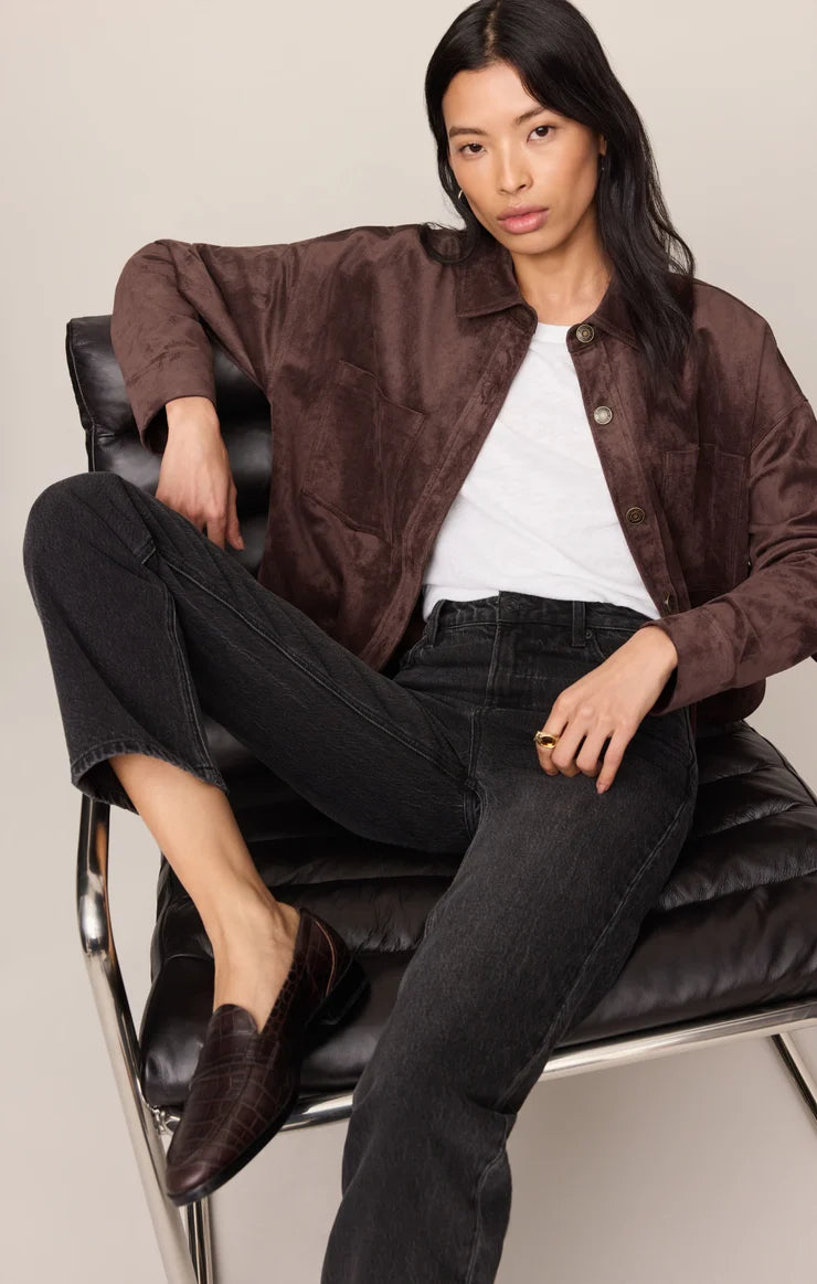 All Day Cropped Faux Suede Jacket