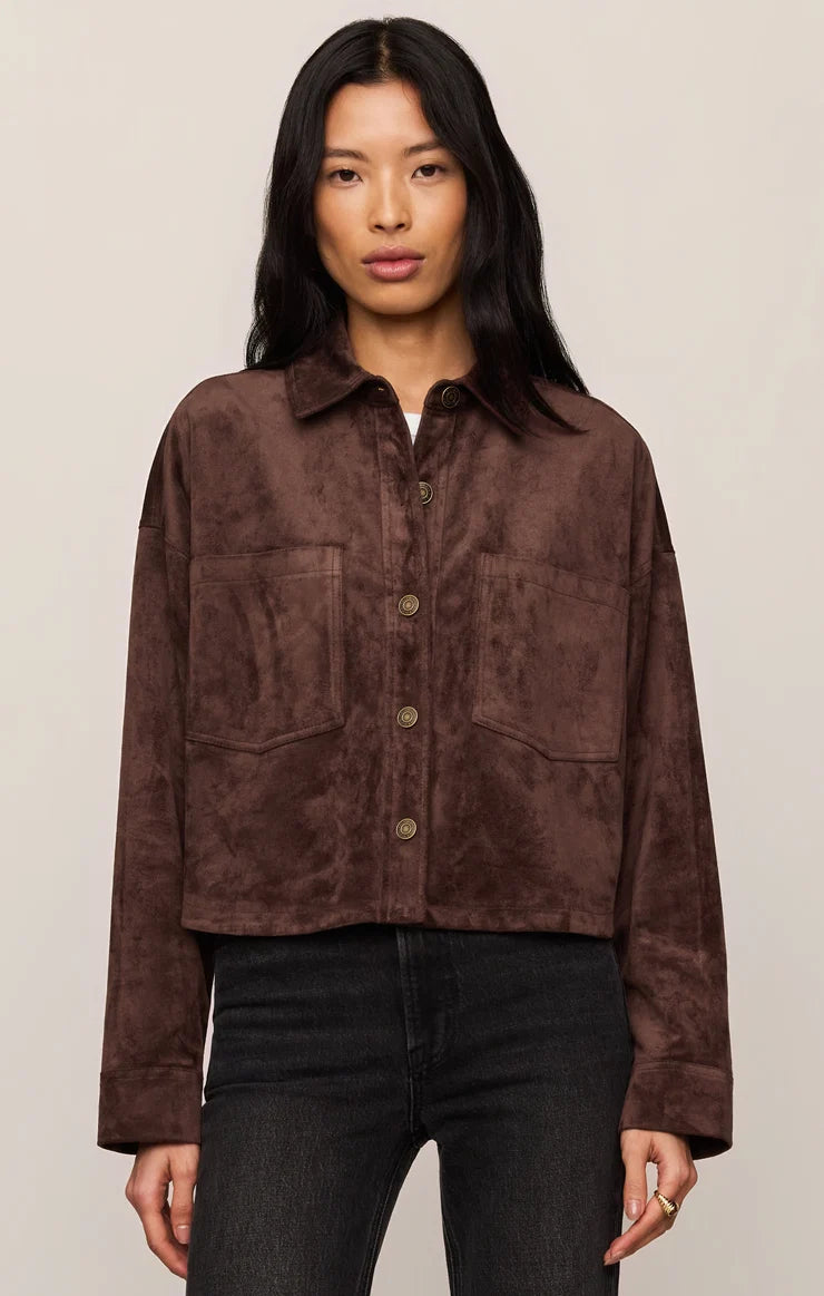 All Day Cropped Faux Suede Jacket