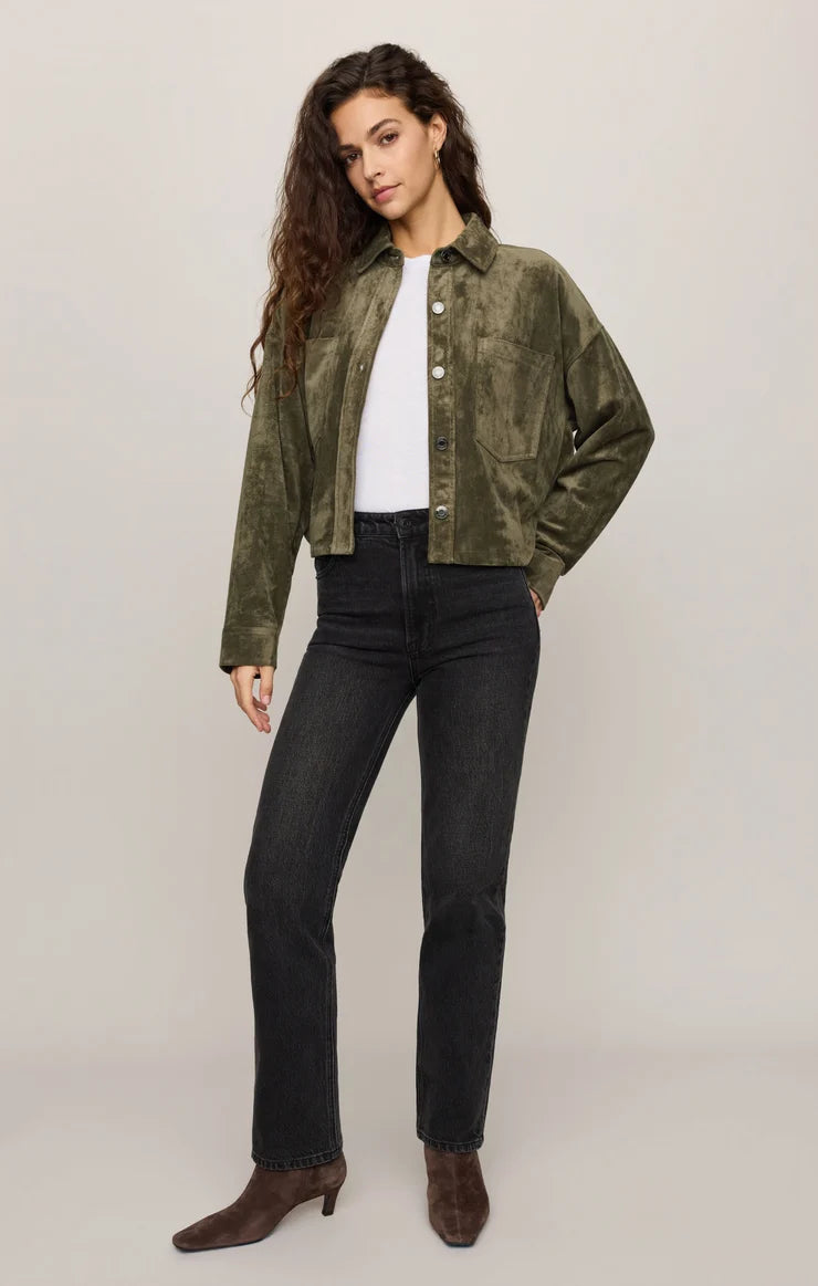 All Day Cropped Faux Suede Jacket