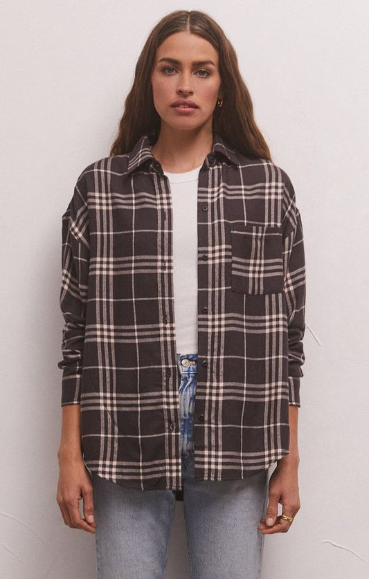 RIVER PLAID BUTTON UP