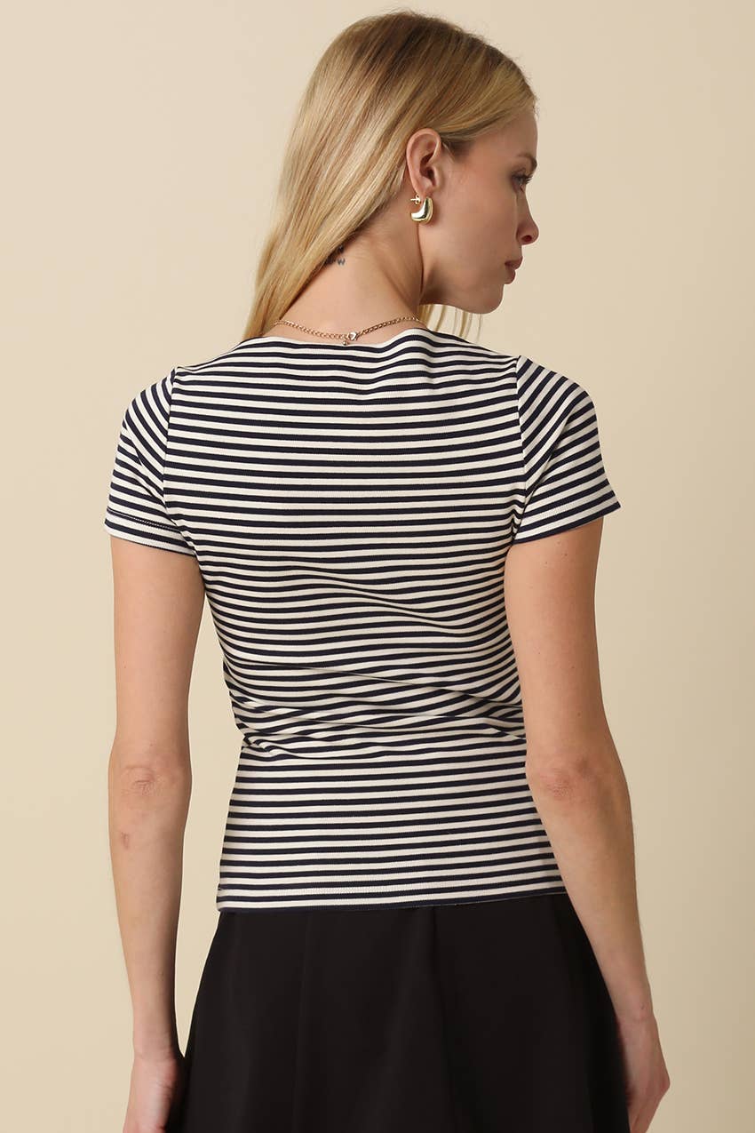 Olivaceous - Kate Striped Fitted Top