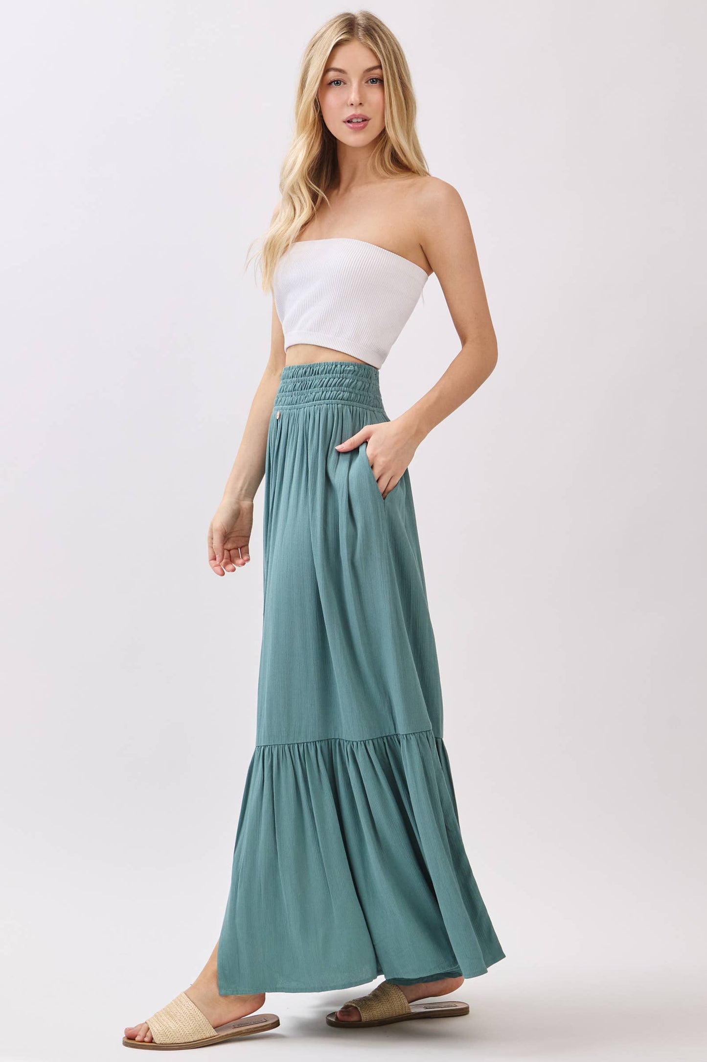 Ruffled Smocked Waist Tiered Maxi Skirt - Final Touch