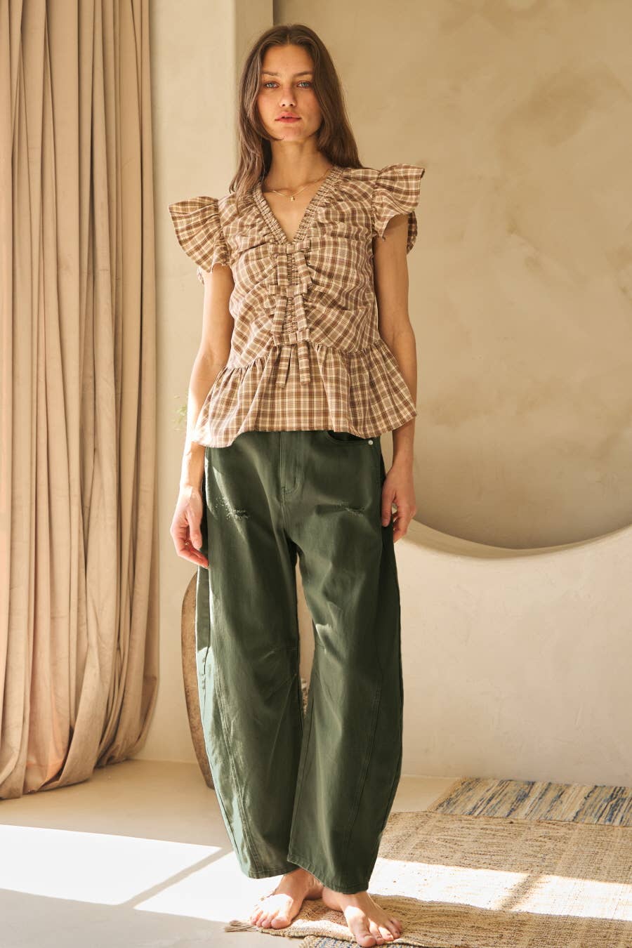 Oddi - Acid Washed Colored Barrel Denim Pants