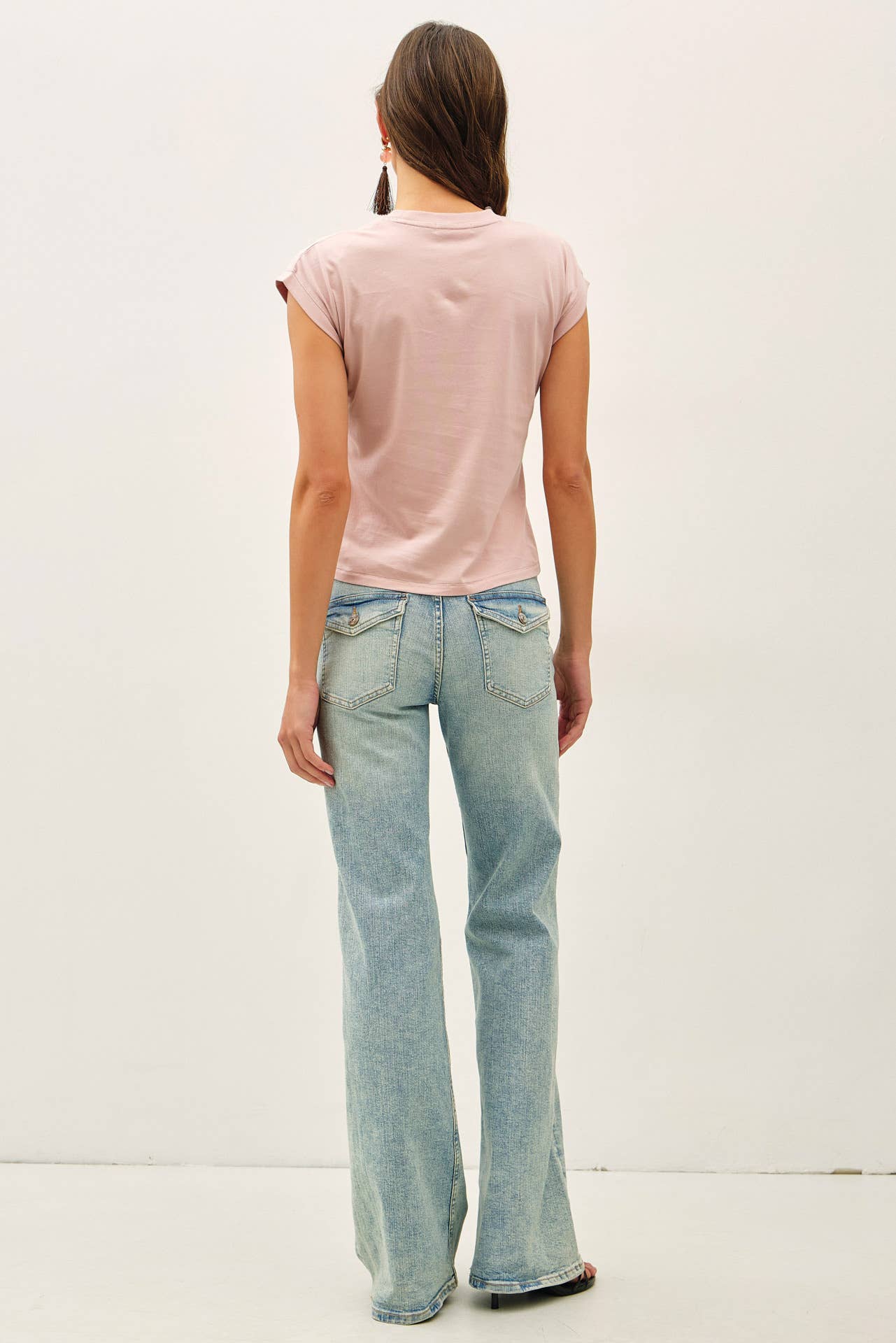 Be Cool - GARMENT DYED COTTON CAP SLEEVE CREW NECK