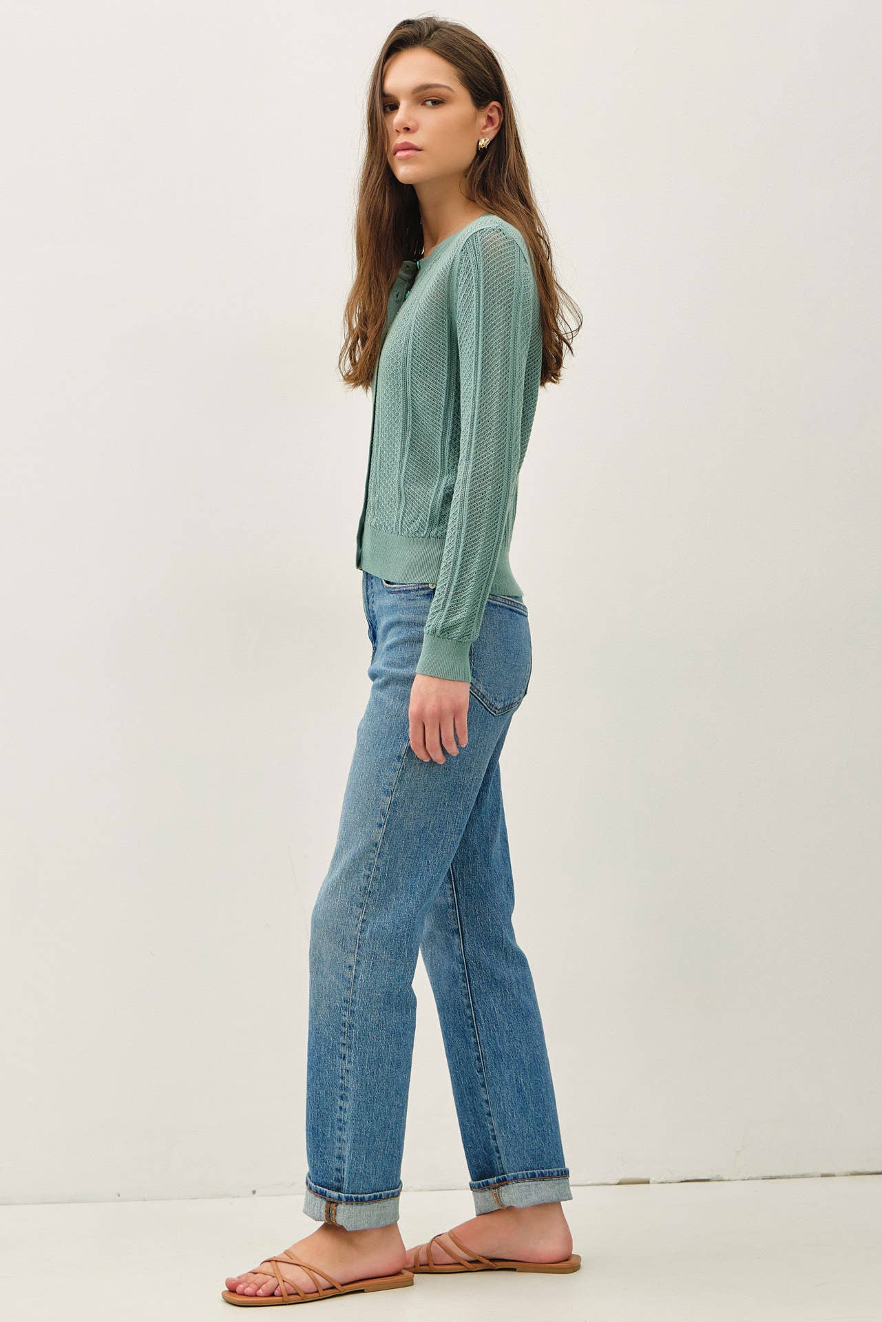 Be Cool - POINTELLE CROPPED SLIM CARDIGAN