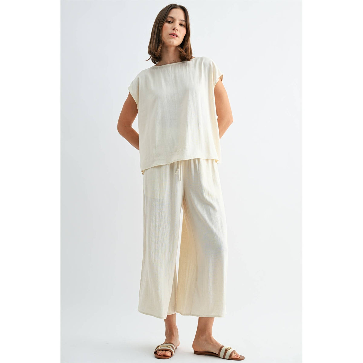 FUN2FUN - SIDE SLIT LINEN PANTS