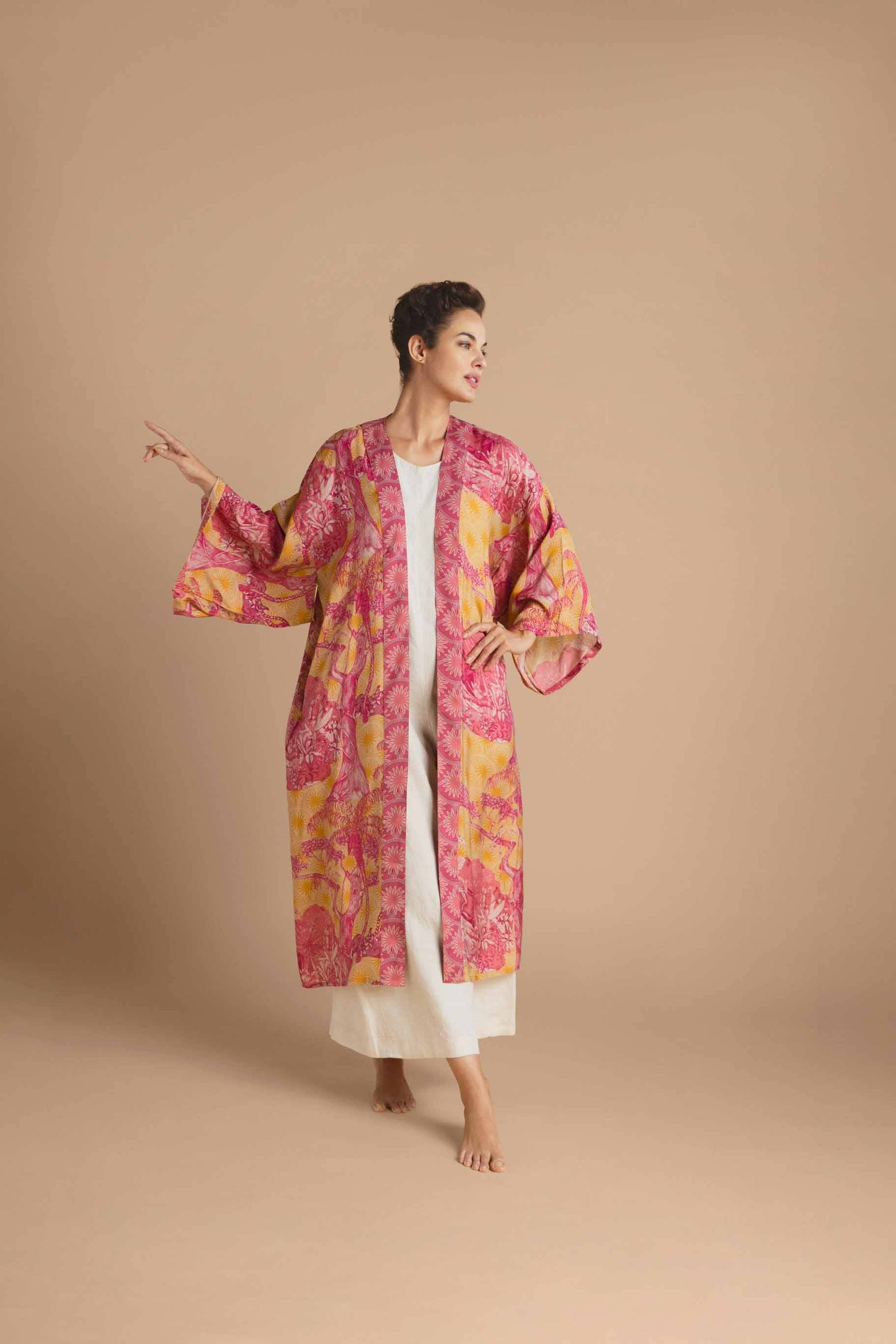 Powder Design inc - Tropical Toile Kimono Gown - Pineapple
