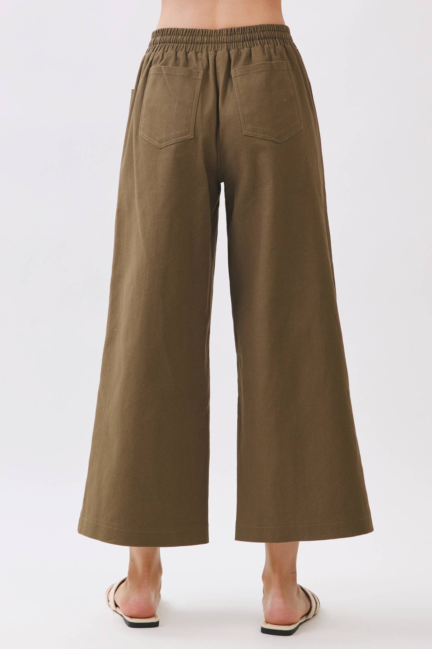 COTTON SPAN WIDE LEG PANTS - Final Touch