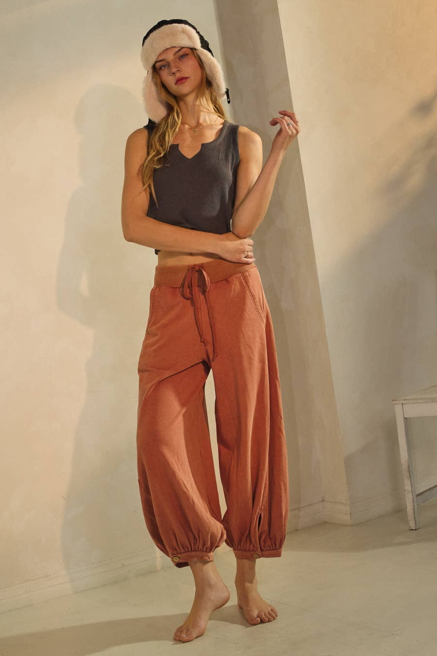 Oddi - Acid Washed Capri Length Bubble Pants