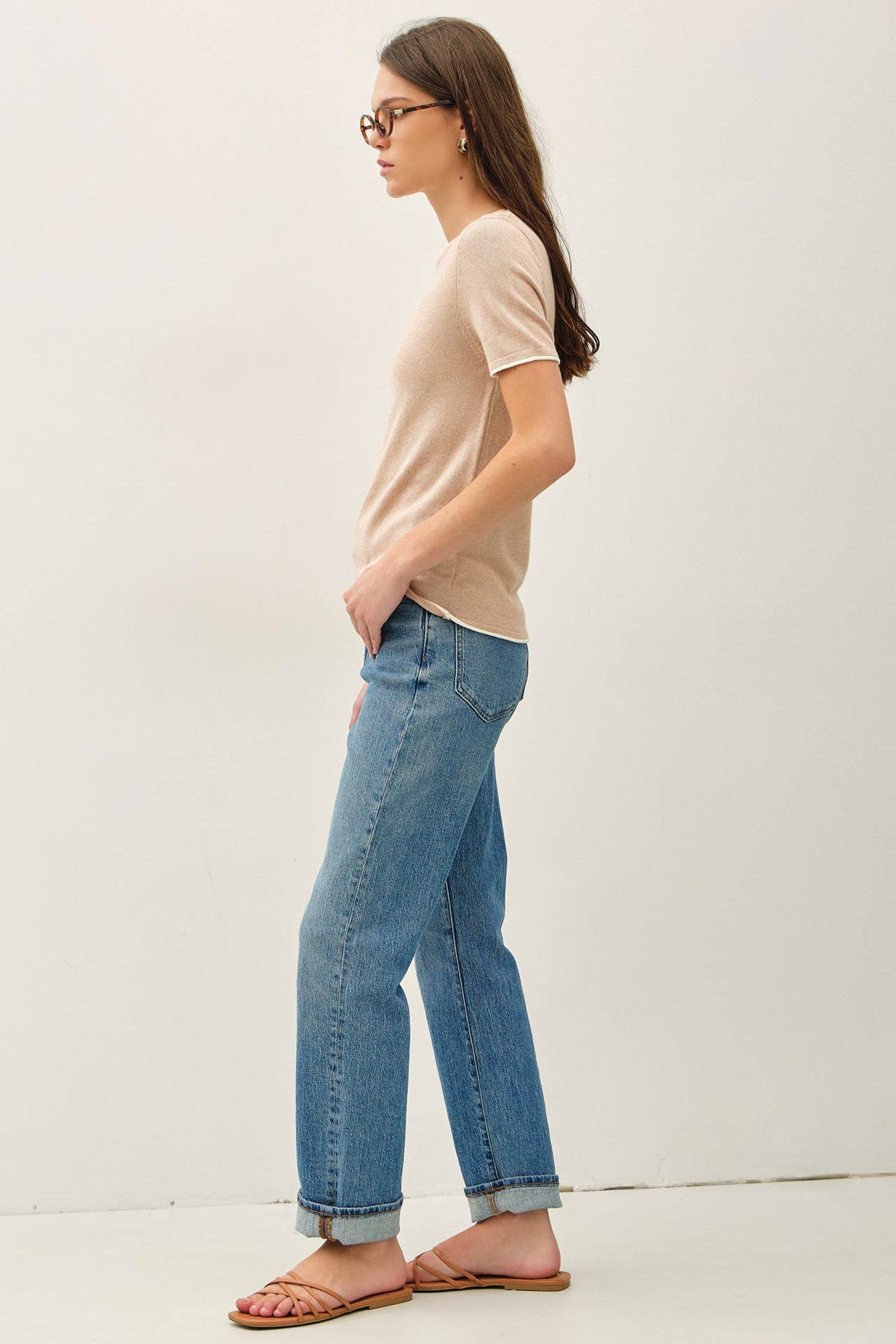 Be Cool - LAYERED LOOK ESSENTIAL SHORT SLEEVE  SWEATER TOP