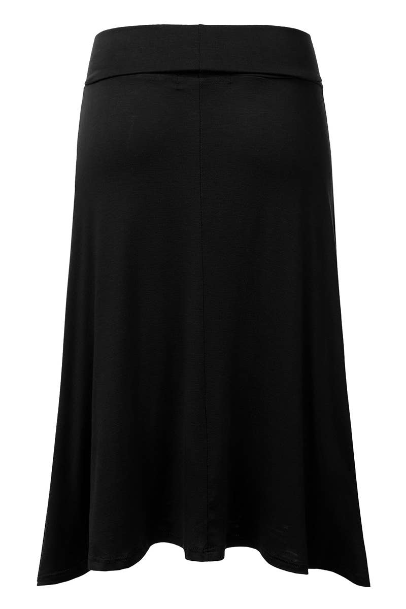 High Waist Elastic Flared Midi Skirt - NINEXIS