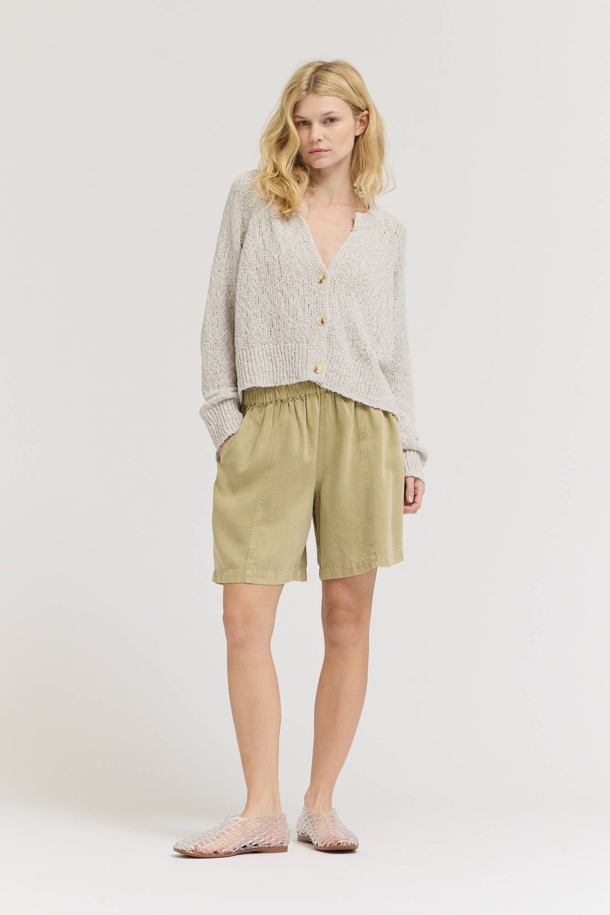 Grade & Gather - 80476TY - TEXTURED VNECK CARDIGAN