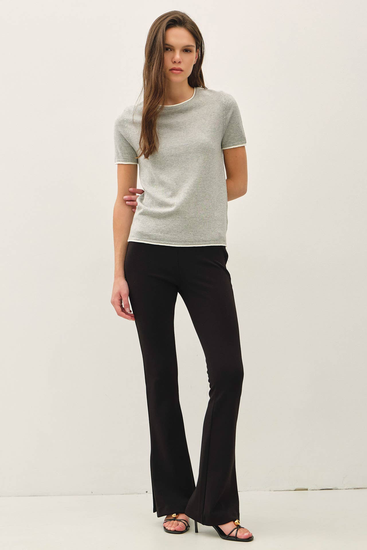 Be Cool - LAYERED LOOK ESSENTIAL SHORT SLEEVE  SWEATER TOP