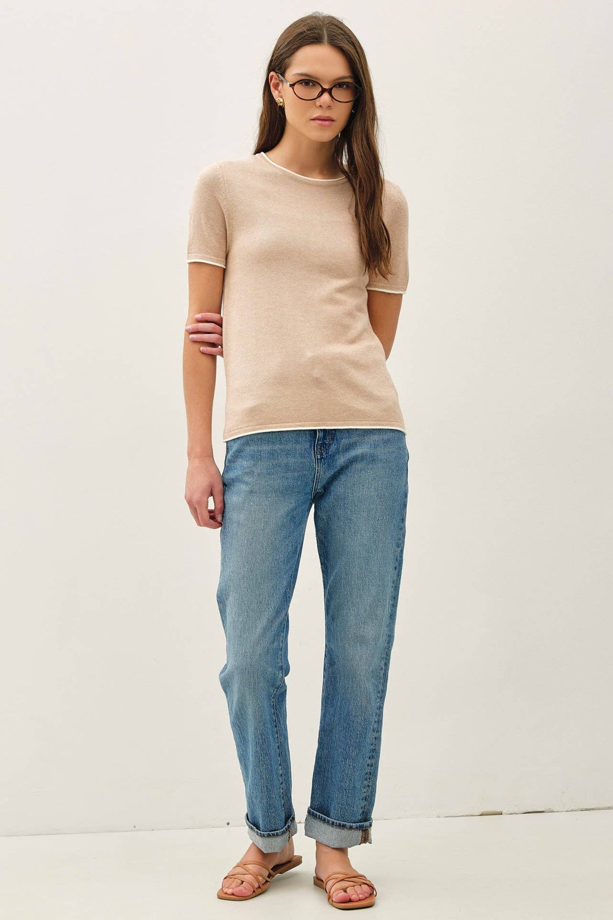 Be Cool - LAYERED LOOK ESSENTIAL SHORT SLEEVE  SWEATER TOP