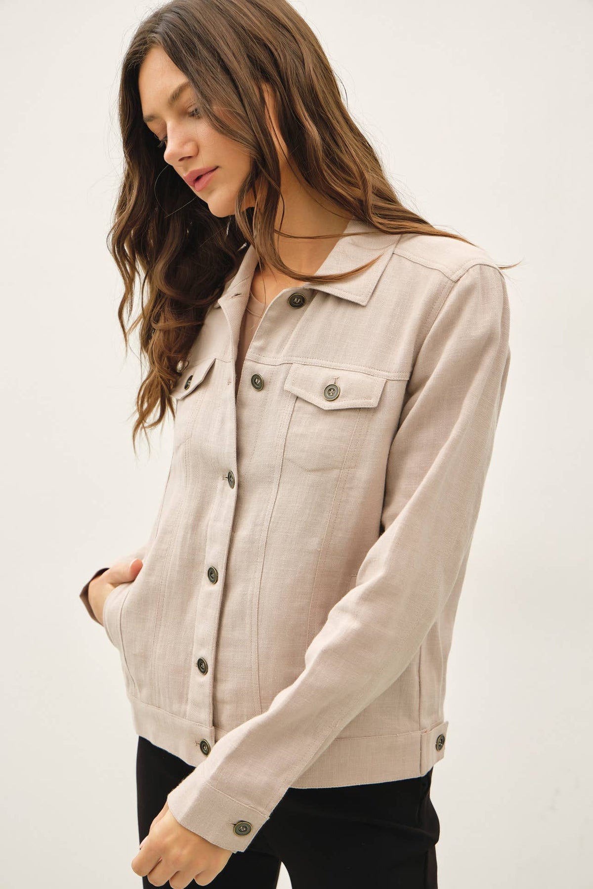 Be Cool - LIGHTWEIGHT LINEN BLEND BUTTONED JACKET