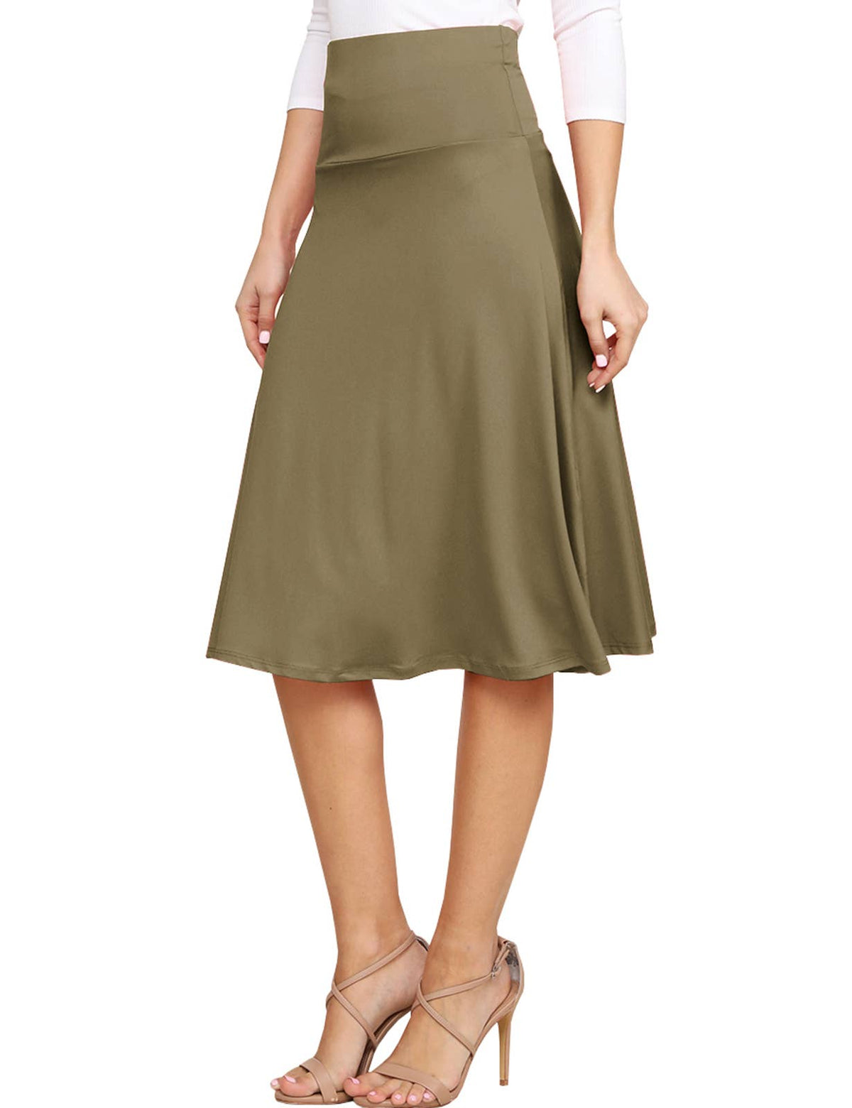 High Waist Elastic Flared Midi Skirt - NINEXIS