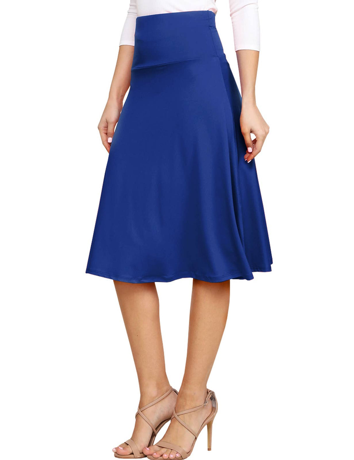 High Waist Elastic Flared Midi Skirt - NINEXIS