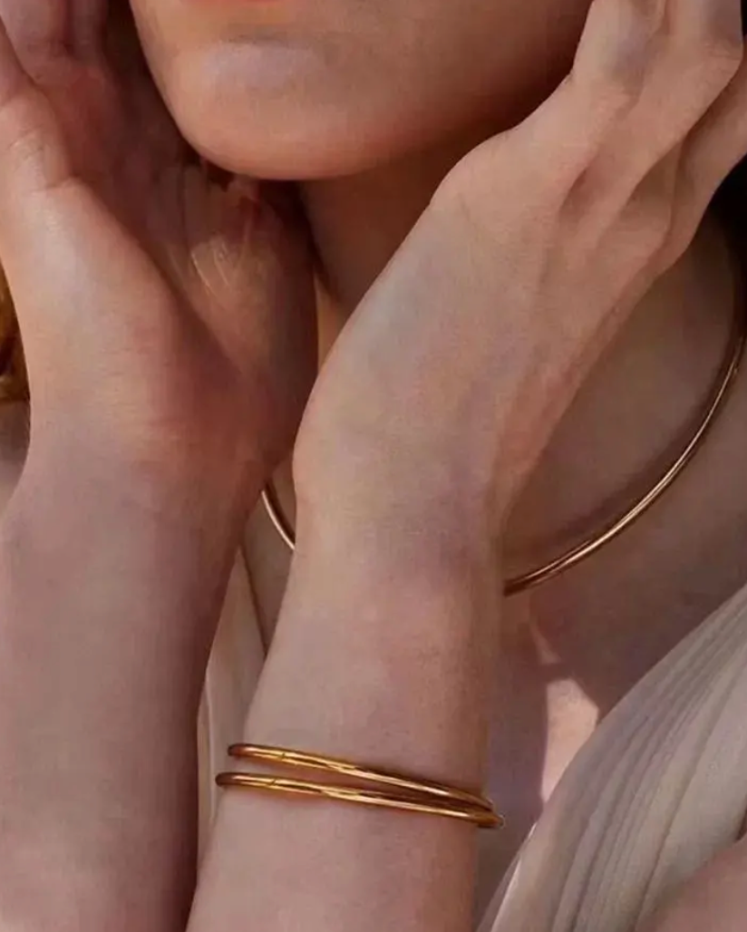 Sofia-Hinge Bangle 14K Gold  Waterproof- PVD plated