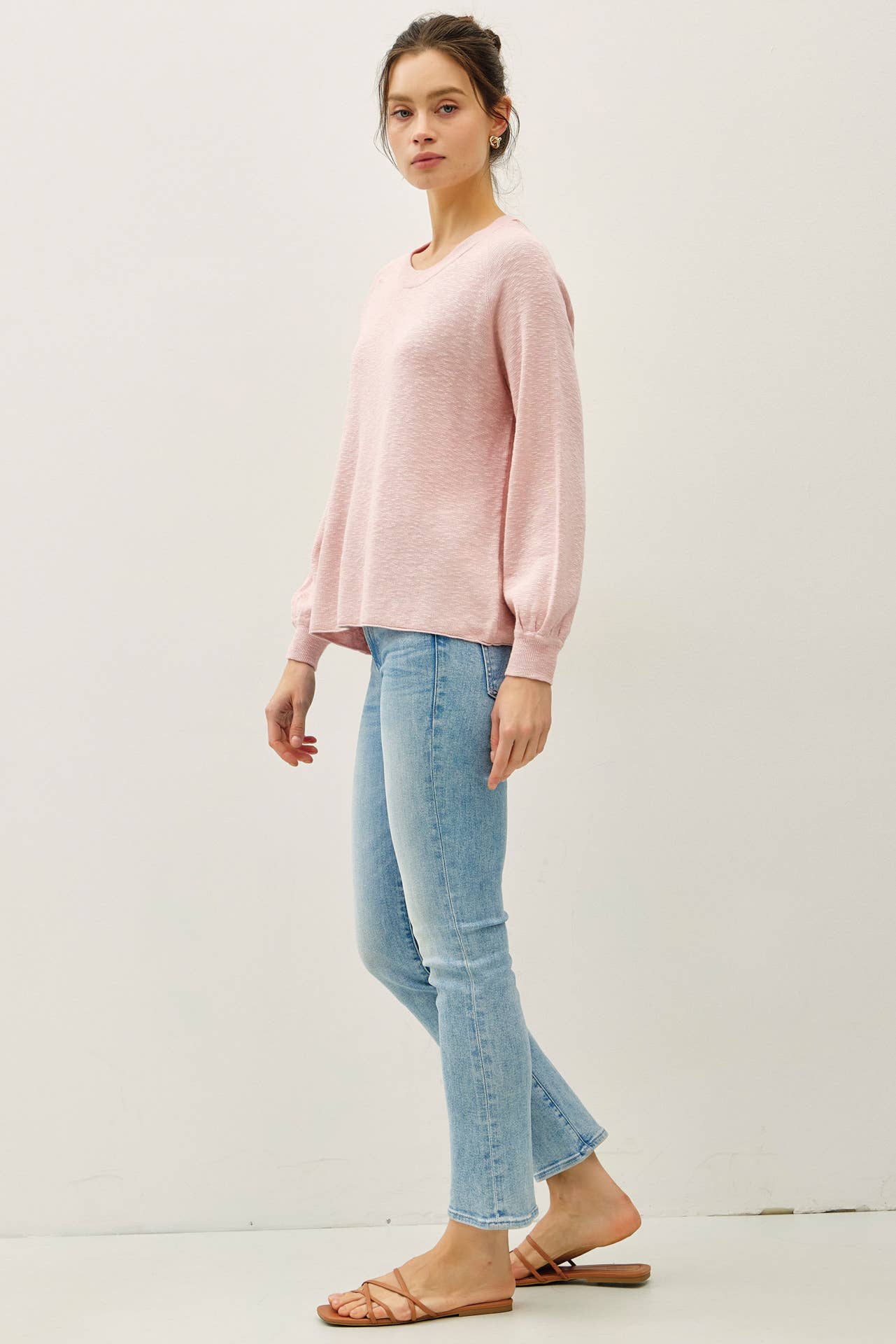 Be Cool - RAGLAN LONG SLEEVE PULLOVER SLUB YARN KNIT SWEATER