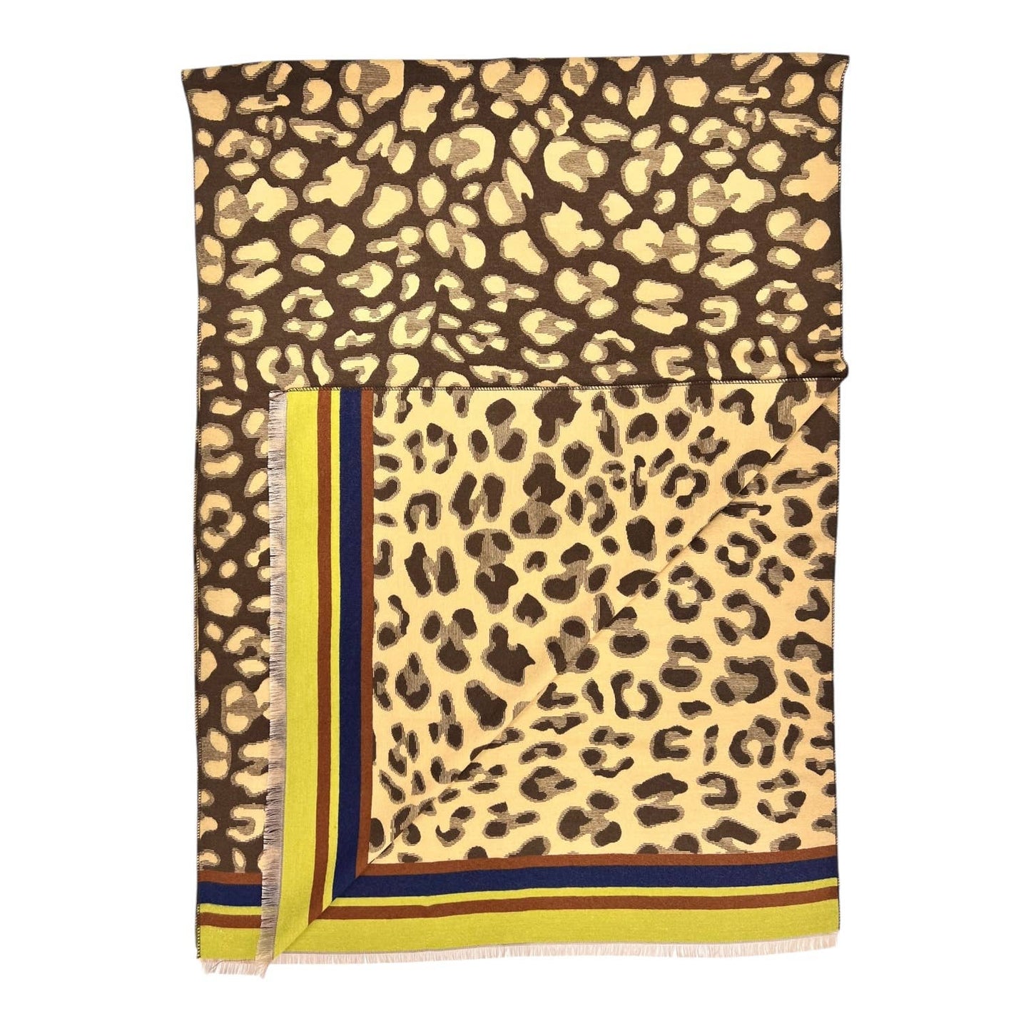 London Scarves - Leopard print with colouful border cashmere blend