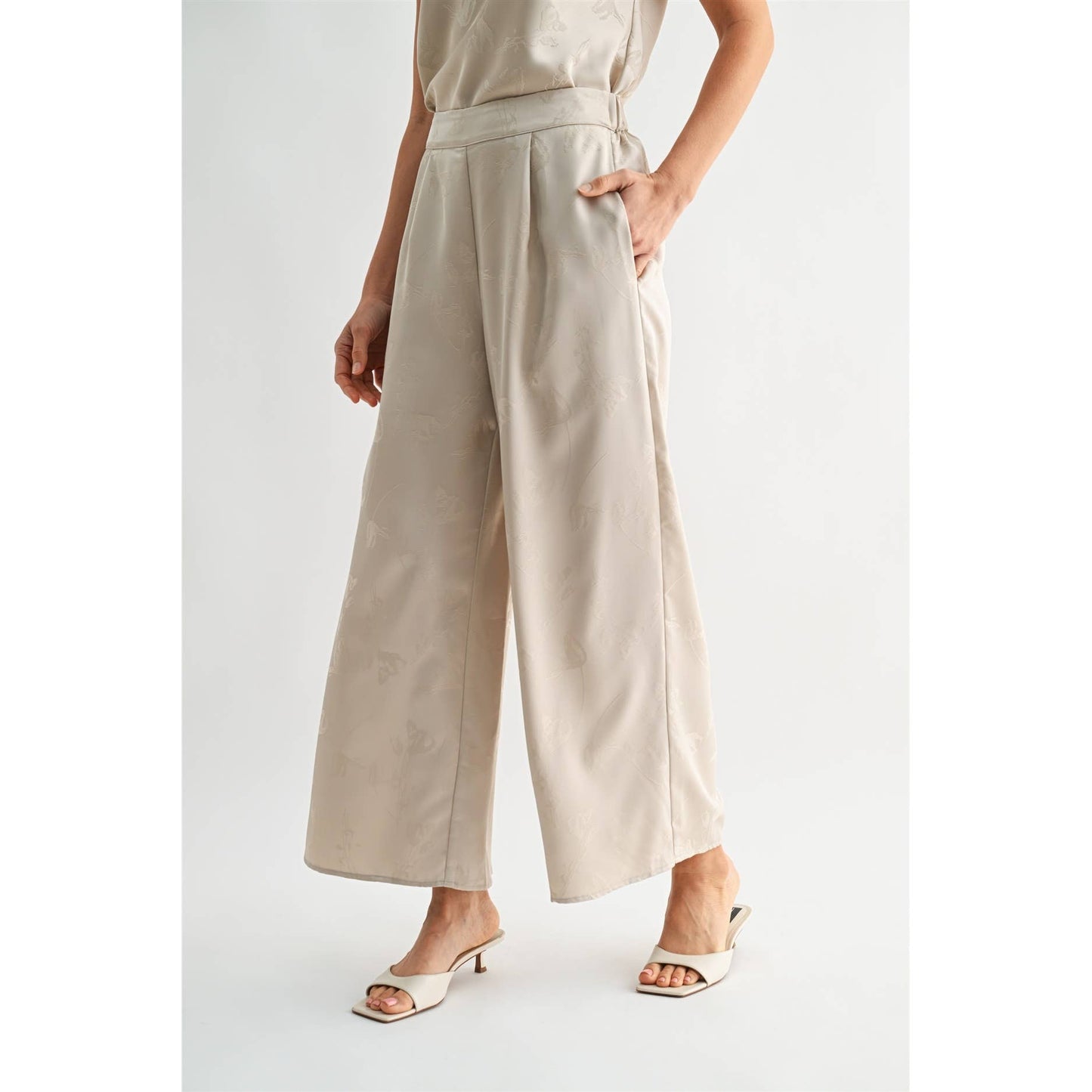 SATIN JACQUARD PANTS