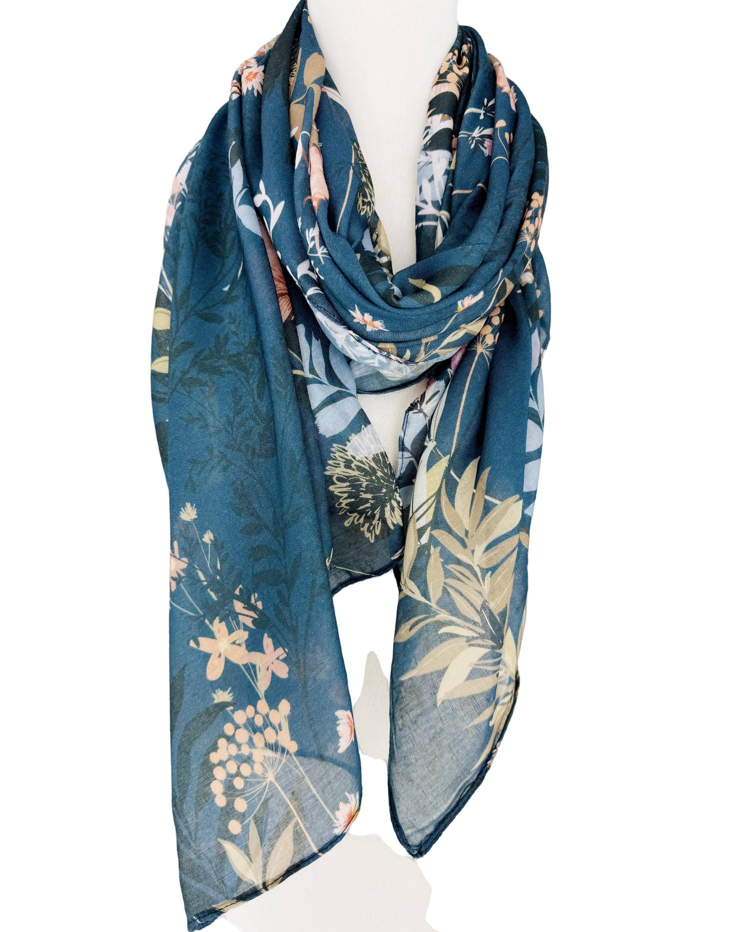 JC Sunny Fashion - JC071153 Teal-Pink Floral Scarf