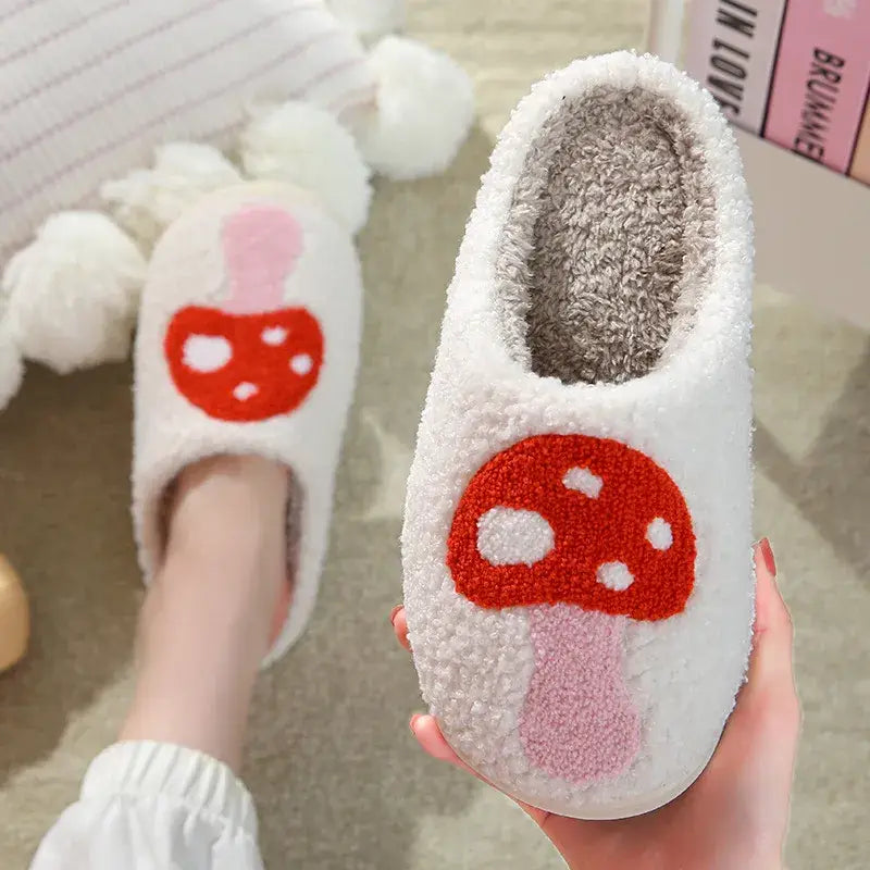 Sweet Cherry Sky - Mushroom Comfy Plush Slippers