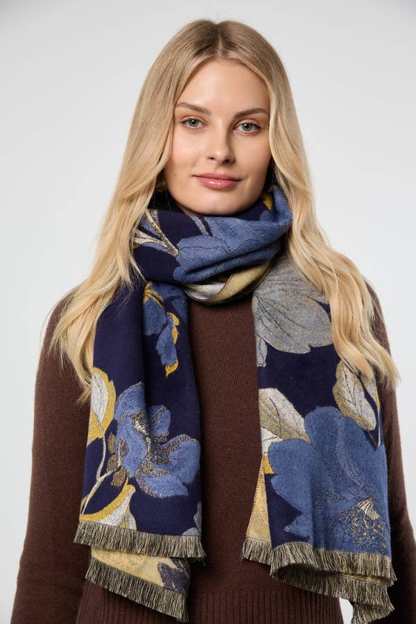 SAACHI - Gilded Floral Reversible Scarf