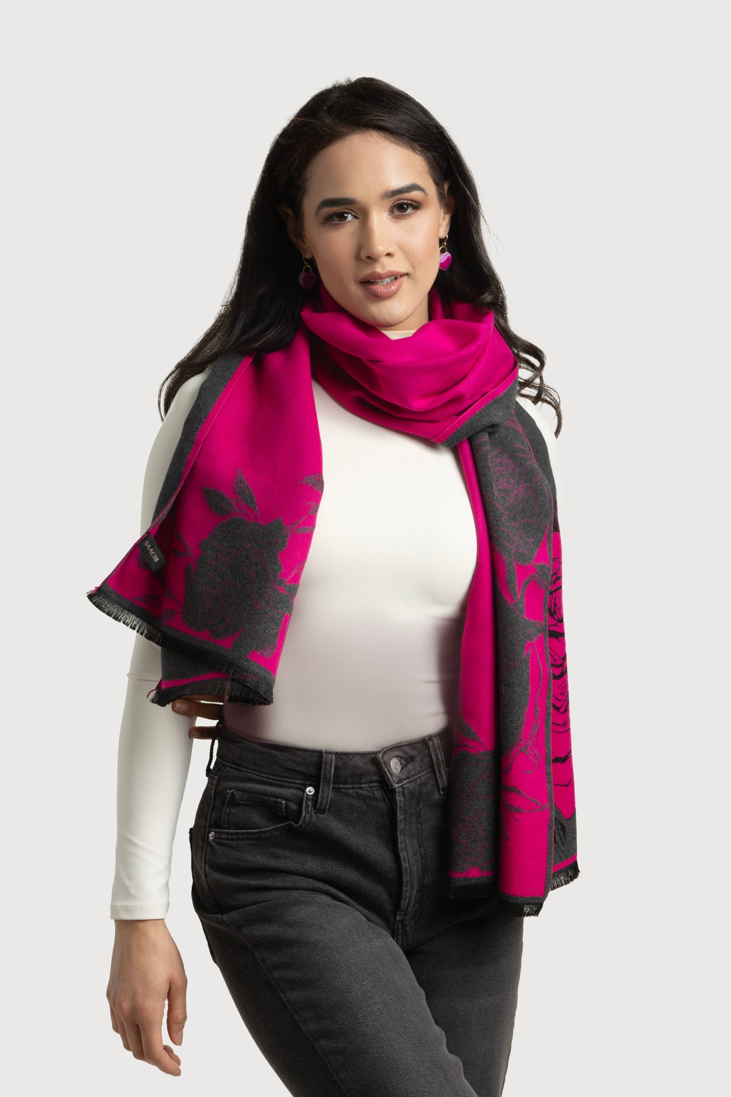SAACHI - Bold Floral Reversible Scarf