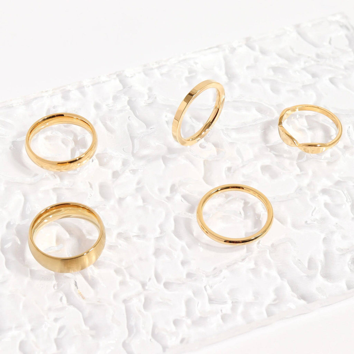 18K Gold Stainless Steel Blank Flat Band Ring - WJW