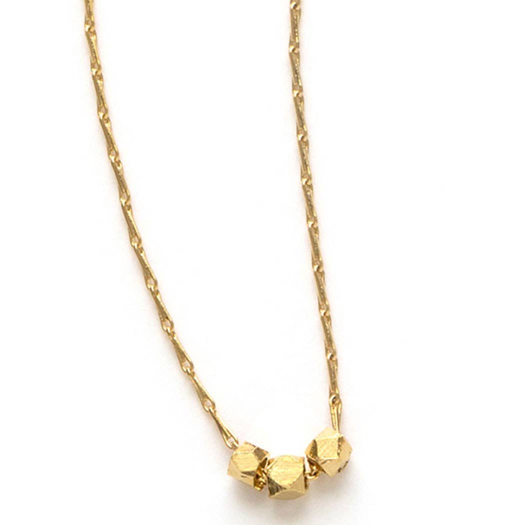 3 Tiny Faceted Beads Necklace