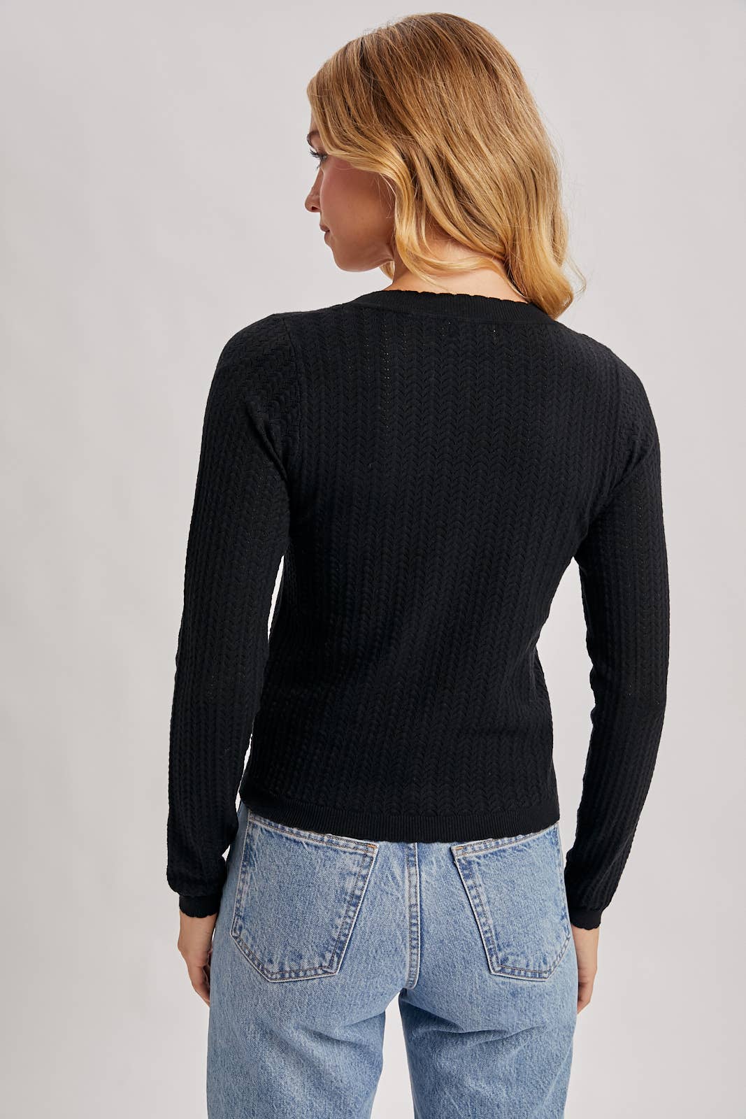 Bluivy - LONG SLEEVED POINTELLE KNIT TOP